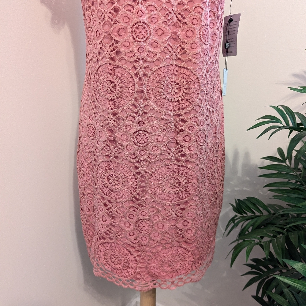 Laundry by Shelli Segal Lace Sheath Mini Dress Vintage Rose Pink 14 Petite - Picture 5 of 10